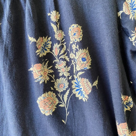 Lucky Brand L Boho Tunic Top Shirt Floral Print Stretch Square Neck - Picture 2 of 10